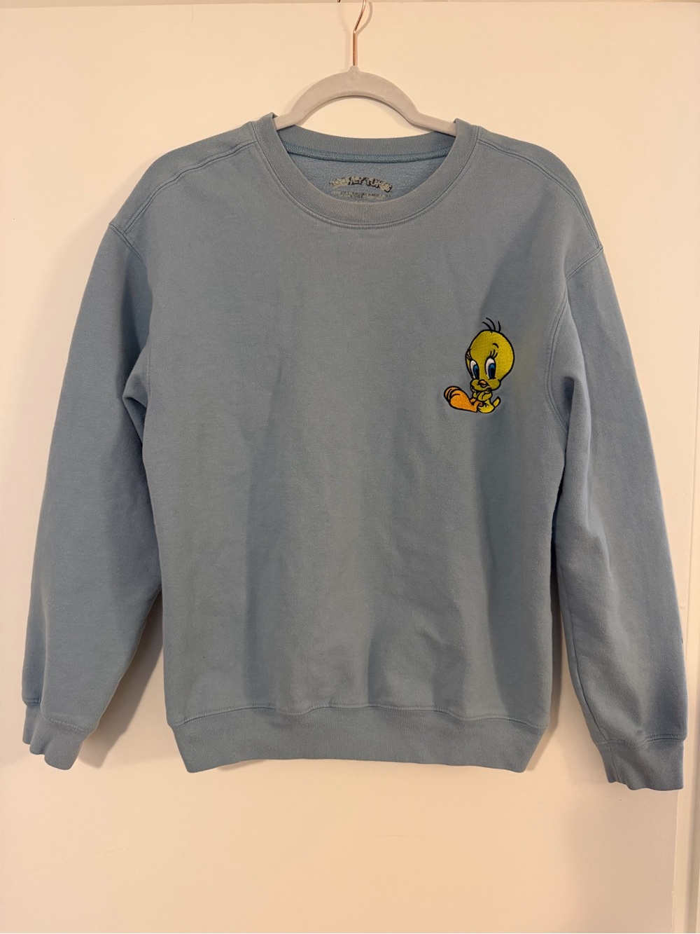 Vintage Light Blue Tweety Graphic Crewneck Sweatshirt - Women
